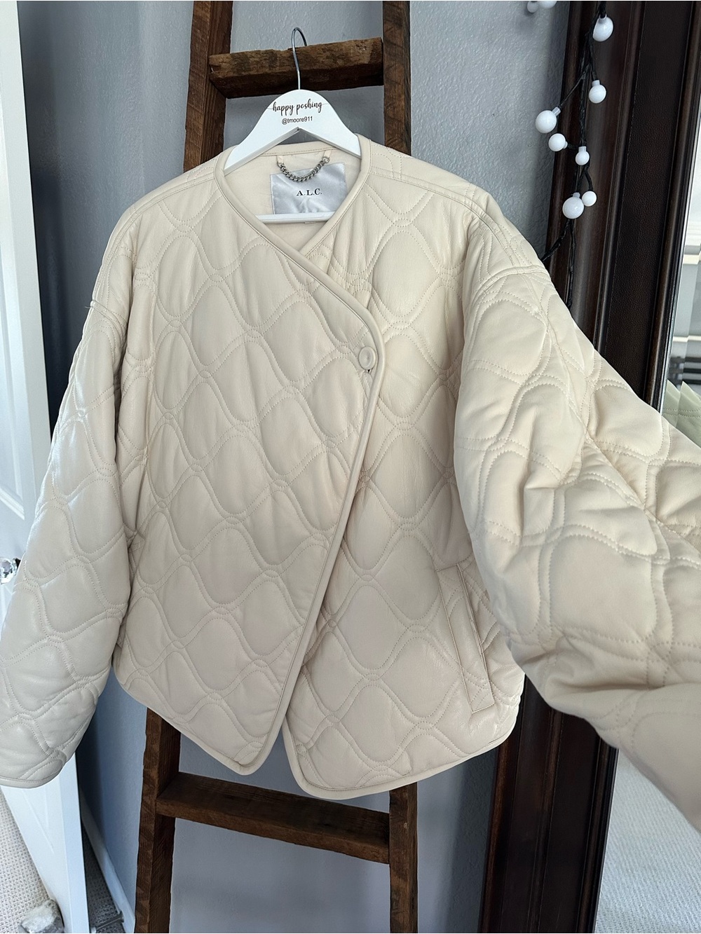 A.L.C. Quilted Cream Bomber Jacket, size XL - Picture 1 of 17